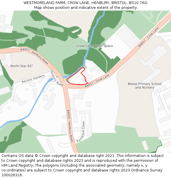 WESTMORELAND FARM, CROW LANE, HENBURY, BRISTOL, BS10 7AG: Location map and indicative extent of plot