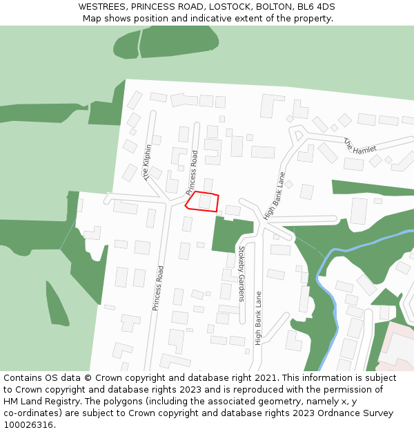 WESTREES, PRINCESS ROAD, LOSTOCK, BOLTON, BL6 4DS: Location map and indicative extent of plot