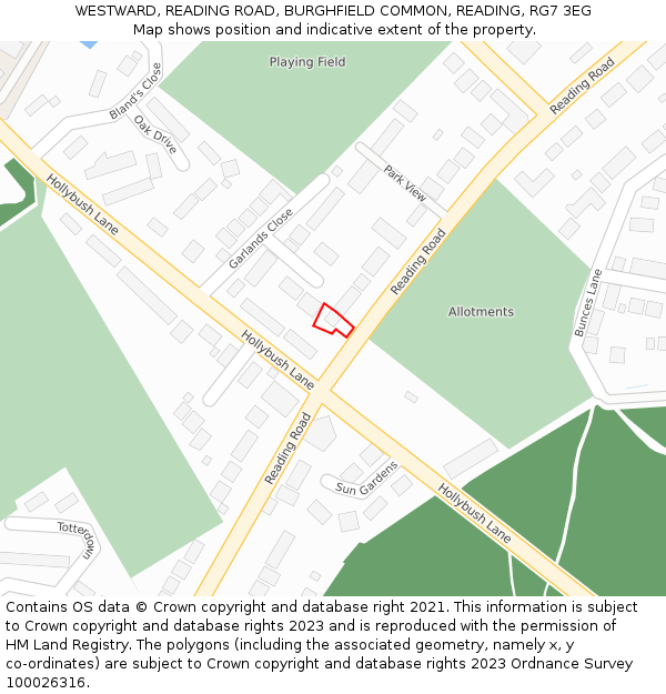 WESTWARD, READING ROAD, BURGHFIELD COMMON, READING, RG7 3EG: Location map and indicative extent of plot