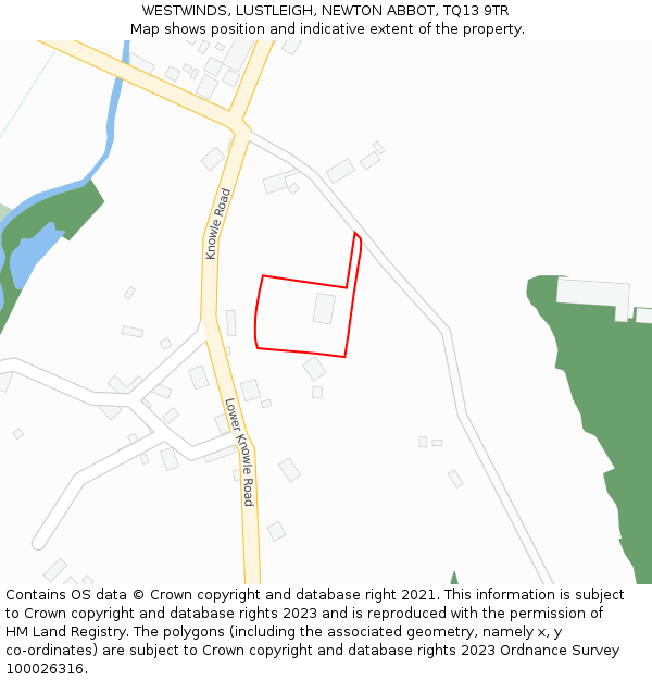 WESTWINDS, LUSTLEIGH, NEWTON ABBOT, TQ13 9TR: Location map and indicative extent of plot