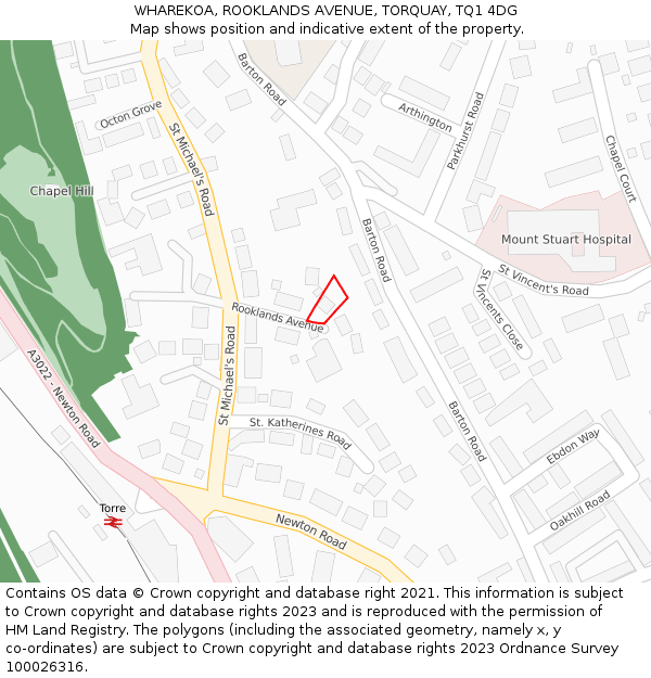 WHAREKOA, ROOKLANDS AVENUE, TORQUAY, TQ1 4DG: Location map and indicative extent of plot