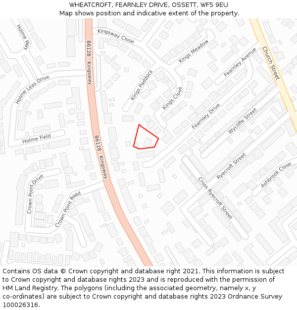 WHEATCROFT, FEARNLEY DRIVE, OSSETT, WF5 9EU: Location map and indicative extent of plot