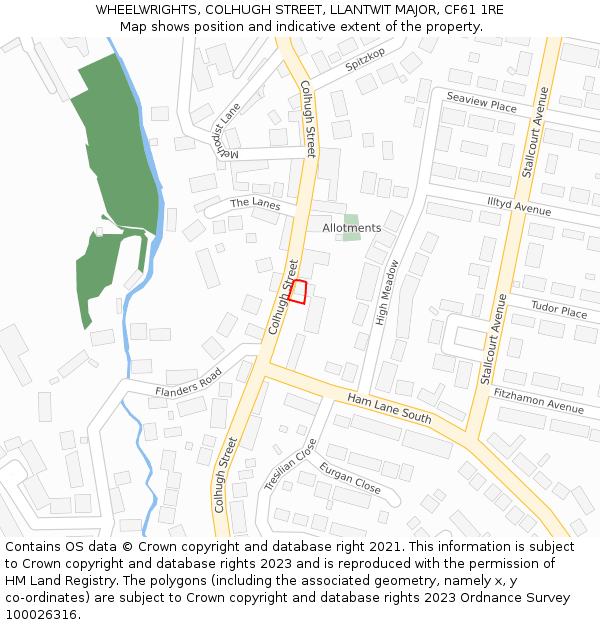 WHEELWRIGHTS, COLHUGH STREET, LLANTWIT MAJOR, CF61 1RE: Location map and indicative extent of plot