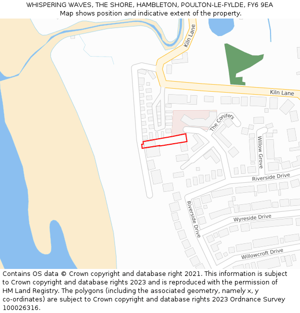 WHISPERING WAVES, THE SHORE, HAMBLETON, POULTON-LE-FYLDE, FY6 9EA: Location map and indicative extent of plot