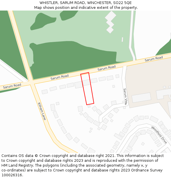 WHISTLER, SARUM ROAD, WINCHESTER, SO22 5QE: Location map and indicative extent of plot
