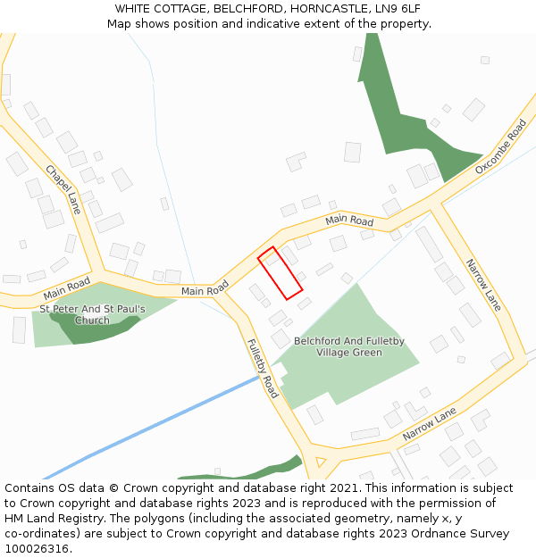 WHITE COTTAGE, BELCHFORD, HORNCASTLE, LN9 6LF: Location map and indicative extent of plot