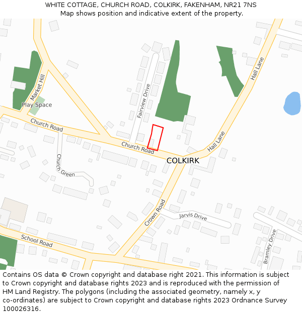 WHITE COTTAGE, CHURCH ROAD, COLKIRK, FAKENHAM, NR21 7NS: Location map and indicative extent of plot