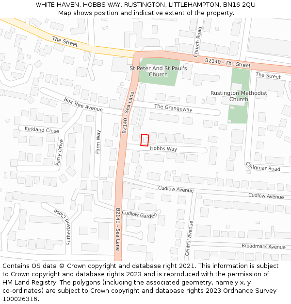 WHITE HAVEN, HOBBS WAY, RUSTINGTON, LITTLEHAMPTON, BN16 2QU: Location map and indicative extent of plot