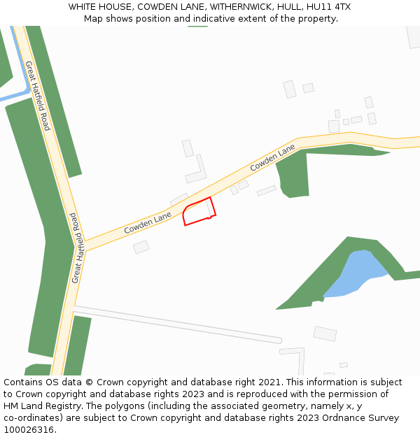 WHITE HOUSE, COWDEN LANE, WITHERNWICK, HULL, HU11 4TX: Location map and indicative extent of plot
