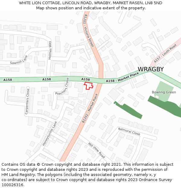 WHITE LION COTTAGE, LINCOLN ROAD, WRAGBY, MARKET RASEN, LN8 5ND: Location map and indicative extent of plot