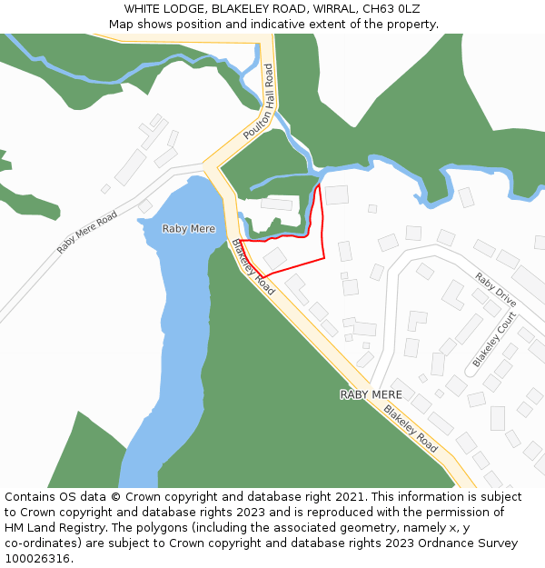 WHITE LODGE, BLAKELEY ROAD, WIRRAL, CH63 0LZ: Location map and indicative extent of plot