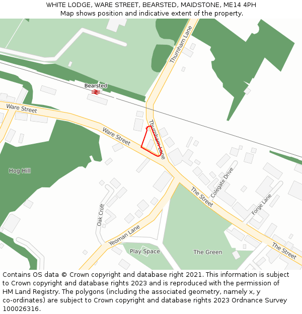 WHITE LODGE, WARE STREET, BEARSTED, MAIDSTONE, ME14 4PH: Location map and indicative extent of plot
