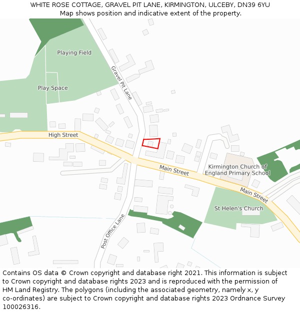 WHITE ROSE COTTAGE, GRAVEL PIT LANE, KIRMINGTON, ULCEBY, DN39 6YU: Location map and indicative extent of plot