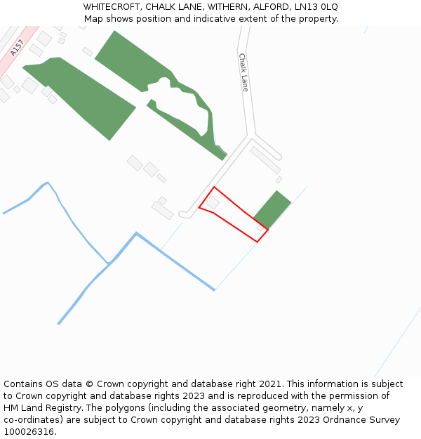 WHITECROFT, CHALK LANE, WITHERN, ALFORD, LN13 0LQ: Location map and indicative extent of plot