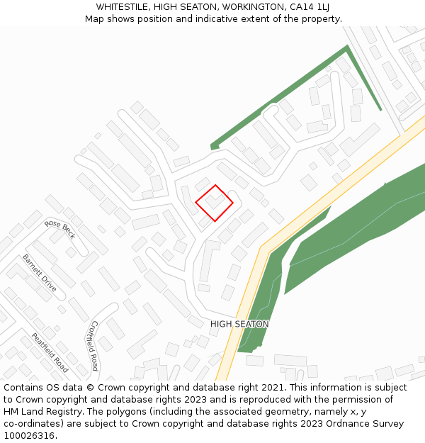 WHITESTILE, HIGH SEATON, WORKINGTON, CA14 1LJ: Location map and indicative extent of plot