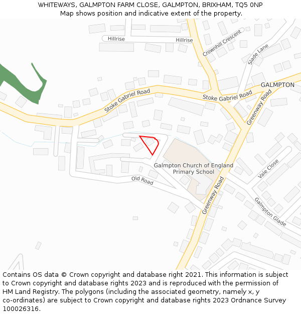WHITEWAYS, GALMPTON FARM CLOSE, GALMPTON, BRIXHAM, TQ5 0NP: Location map and indicative extent of plot