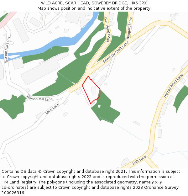 WILD ACRE, SCAR HEAD, SOWERBY BRIDGE, HX6 3PX: Location map and indicative extent of plot