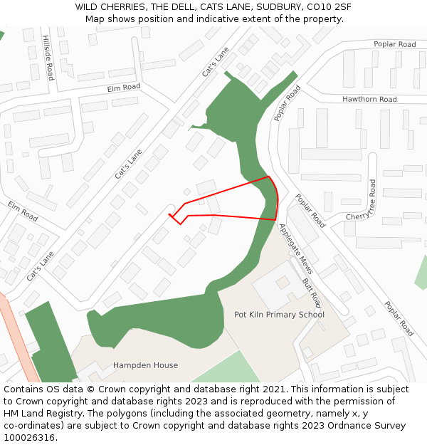 WILD CHERRIES, THE DELL, CATS LANE, SUDBURY, CO10 2SF: Location map and indicative extent of plot