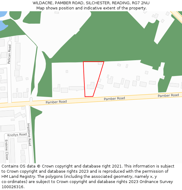 WILDACRE, PAMBER ROAD, SILCHESTER, READING, RG7 2NU: Location map and indicative extent of plot