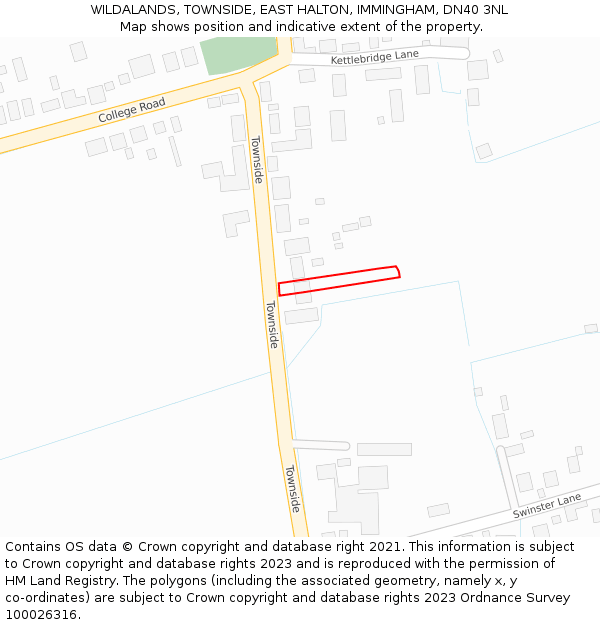 WILDALANDS, TOWNSIDE, EAST HALTON, IMMINGHAM, DN40 3NL: Location map and indicative extent of plot