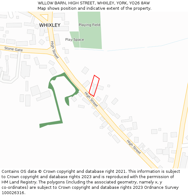 WILLOW BARN, HIGH STREET, WHIXLEY, YORK, YO26 8AW: Location map and indicative extent of plot
