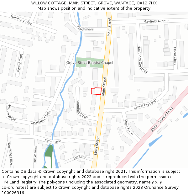 WILLOW COTTAGE, MAIN STREET, GROVE, WANTAGE, OX12 7HX: Location map and indicative extent of plot