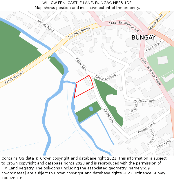 WILLOW FEN, CASTLE LANE, BUNGAY, NR35 1DE: Location map and indicative extent of plot