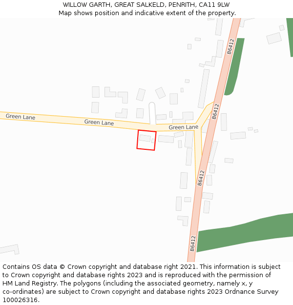 WILLOW GARTH, GREAT SALKELD, PENRITH, CA11 9LW: Location map and indicative extent of plot