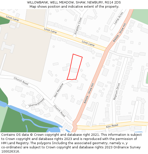 WILLOWBANK, WELL MEADOW, SHAW, NEWBURY, RG14 2DS: Location map and indicative extent of plot