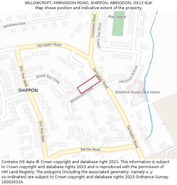 WILLOWCROFT, FARINGDON ROAD, SHIPPON, ABINGDON, OX13 6LW: Location map and indicative extent of plot