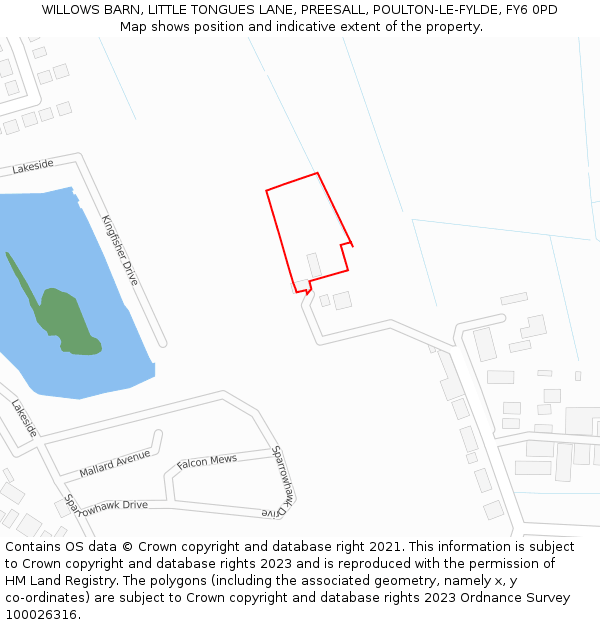 WILLOWS BARN, LITTLE TONGUES LANE, PREESALL, POULTON-LE-FYLDE, FY6 0PD: Location map and indicative extent of plot