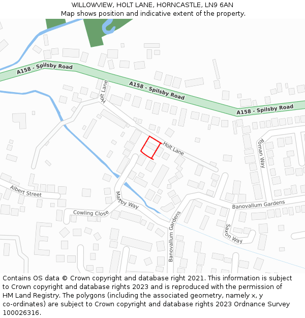 WILLOWVIEW, HOLT LANE, HORNCASTLE, LN9 6AN: Location map and indicative extent of plot