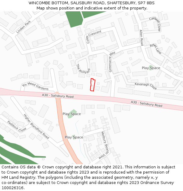 WINCOMBE BOTTOM, SALISBURY ROAD, SHAFTESBURY, SP7 8BS: Location map and indicative extent of plot
