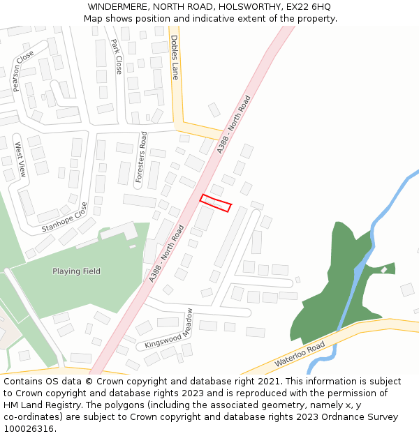 WINDERMERE, NORTH ROAD, HOLSWORTHY, EX22 6HQ: Location map and indicative extent of plot