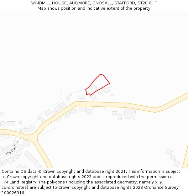 WINDMILL HOUSE, AUDMORE, GNOSALL, STAFFORD, ST20 0HF: Location map and indicative extent of plot