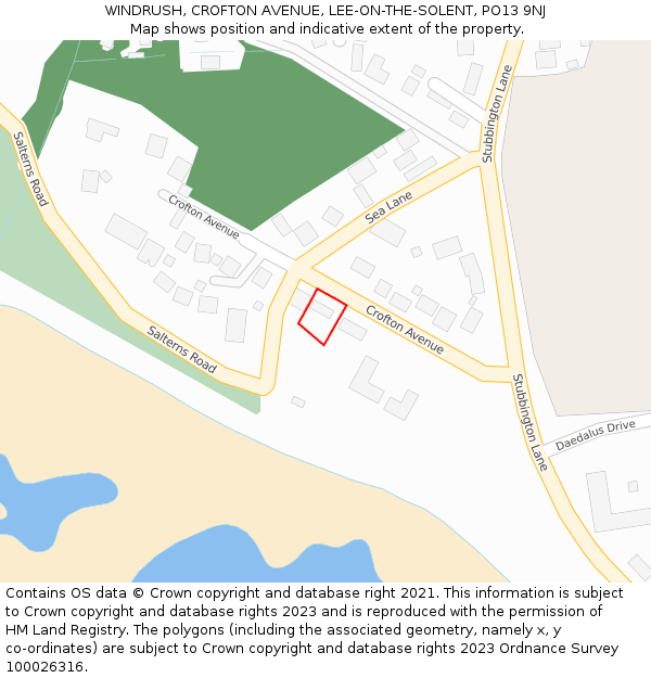 WINDRUSH, CROFTON AVENUE, LEE-ON-THE-SOLENT, PO13 9NJ: Location map and indicative extent of plot