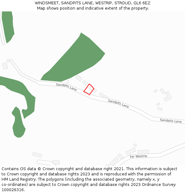 WINDSMEET, SANDPITS LANE, WESTRIP, STROUD, GL6 6EZ: Location map and indicative extent of plot