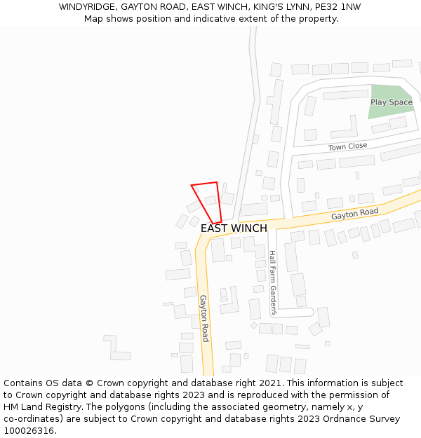 WINDYRIDGE, GAYTON ROAD, EAST WINCH, KING'S LYNN, PE32 1NW: Location map and indicative extent of plot