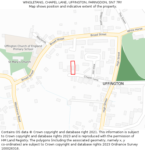 WINGLETANG, CHAPEL LANE, UFFINGTON, FARINGDON, SN7 7RY: Location map and indicative extent of plot