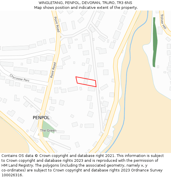 WINGLETANG, PENPOL, DEVORAN, TRURO, TR3 6NS: Location map and indicative extent of plot