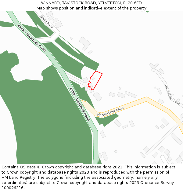 WINNARD, TAVISTOCK ROAD, YELVERTON, PL20 6ED: Location map and indicative extent of plot