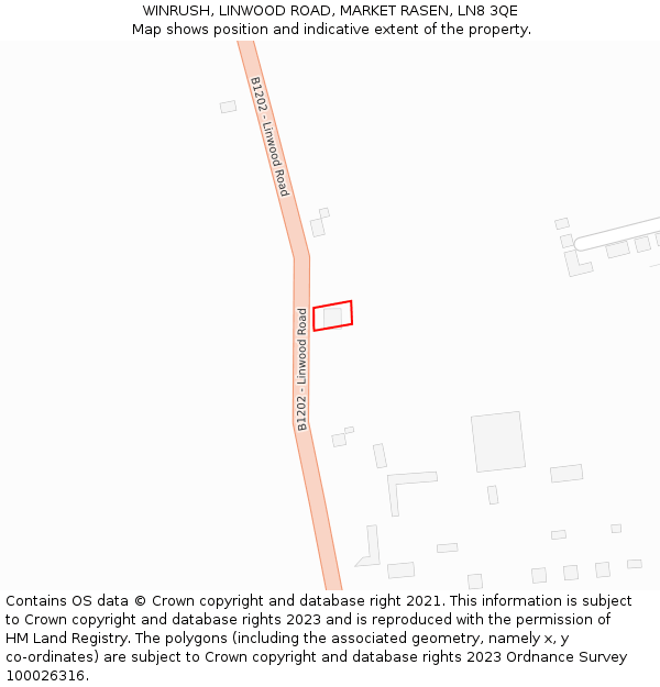 WINRUSH, LINWOOD ROAD, MARKET RASEN, LN8 3QE: Location map and indicative extent of plot