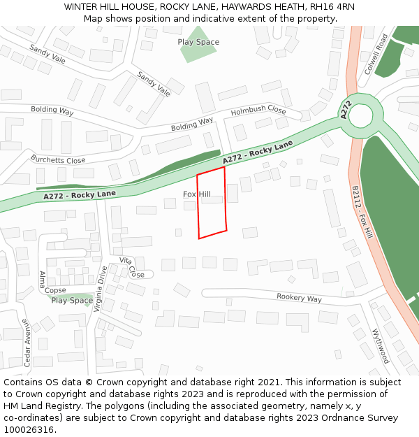 WINTER HILL HOUSE, ROCKY LANE, HAYWARDS HEATH, RH16 4RN: Location map and indicative extent of plot