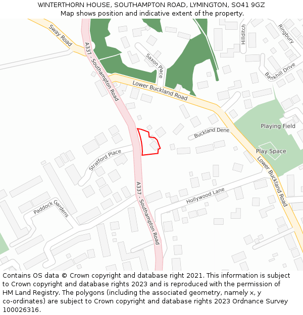 WINTERTHORN HOUSE, SOUTHAMPTON ROAD, LYMINGTON, SO41 9GZ: Location map and indicative extent of plot