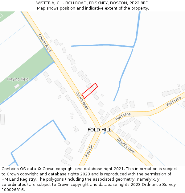 WISTERIA, CHURCH ROAD, FRISKNEY, BOSTON, PE22 8RD: Location map and indicative extent of plot