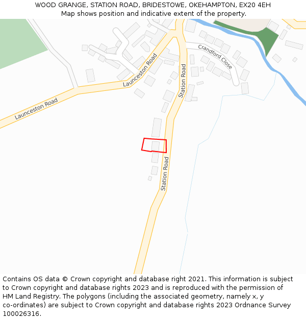 WOOD GRANGE, STATION ROAD, BRIDESTOWE, OKEHAMPTON, EX20 4EH: Location map and indicative extent of plot