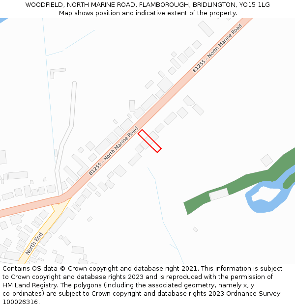 WOODFIELD, NORTH MARINE ROAD, FLAMBOROUGH, BRIDLINGTON, YO15 1LG: Location map and indicative extent of plot