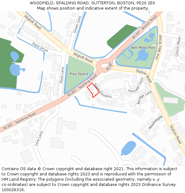 WOODFIELD, SPALDING ROAD, SUTTERTON, BOSTON, PE20 2EX: Location map and indicative extent of plot
