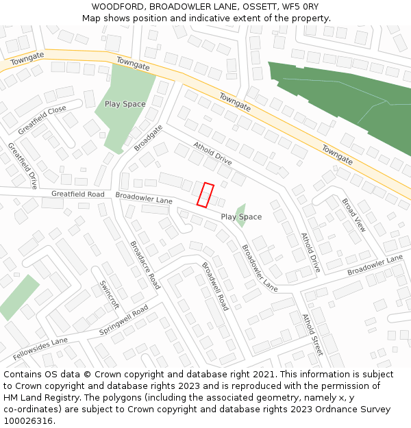 WOODFORD, BROADOWLER LANE, OSSETT, WF5 0RY: Location map and indicative extent of plot