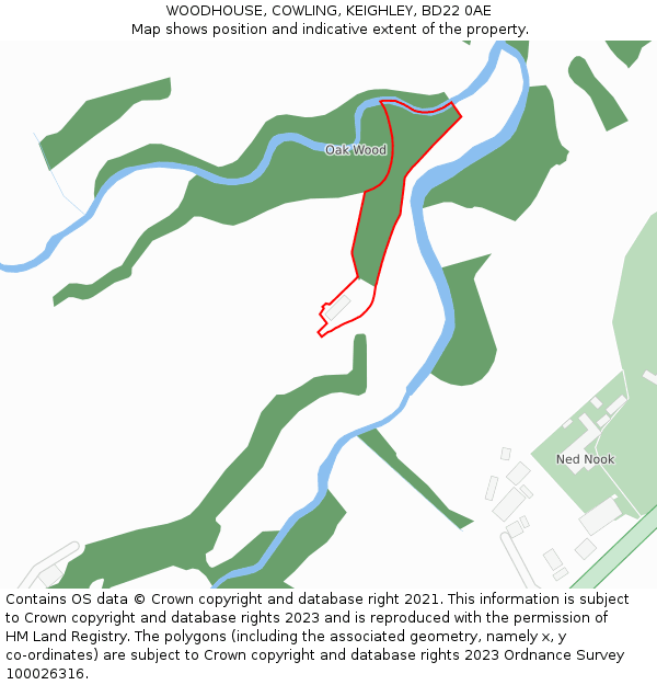 WOODHOUSE, COWLING, KEIGHLEY, BD22 0AE: Location map and indicative extent of plot